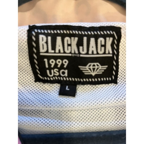 Blackjack 1999 Windbreaker Retro 90's Pattern Jacket Half Zip Hooded Women's L - Picture 6 of 8